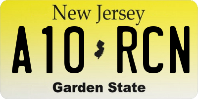 NJ license plate A10RCN