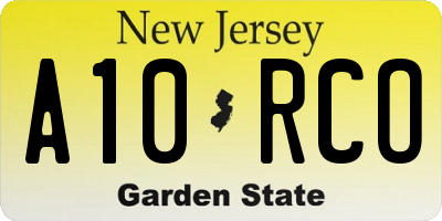 NJ license plate A10RCO