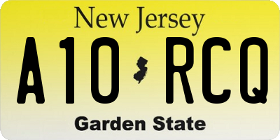 NJ license plate A10RCQ