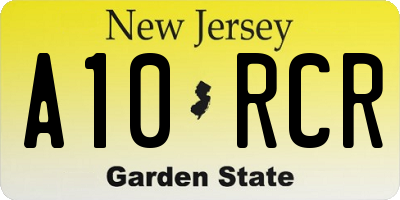 NJ license plate A10RCR
