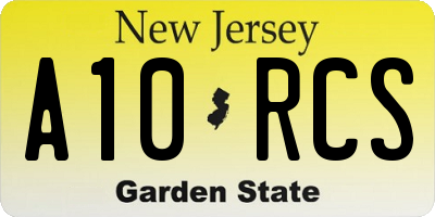 NJ license plate A10RCS