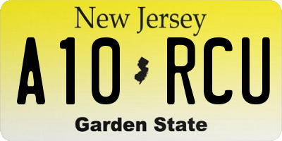 NJ license plate A10RCU