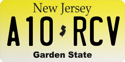 NJ license plate A10RCV