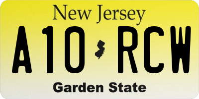 NJ license plate A10RCW