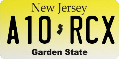 NJ license plate A10RCX