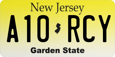 NJ license plate A10RCY