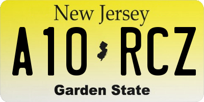 NJ license plate A10RCZ