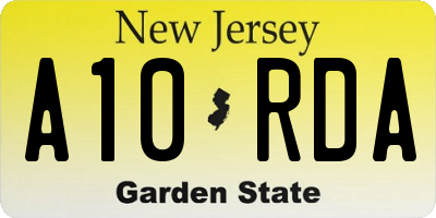 NJ license plate A10RDA