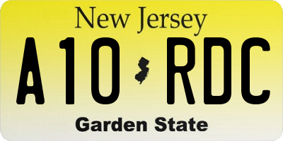 NJ license plate A10RDC