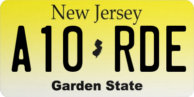 NJ license plate A10RDE