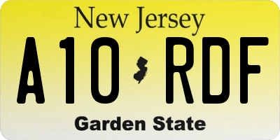 NJ license plate A10RDF