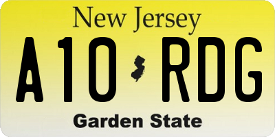 NJ license plate A10RDG