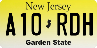 NJ license plate A10RDH