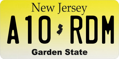 NJ license plate A10RDM