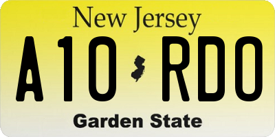 NJ license plate A10RDO