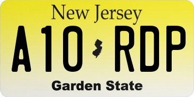 NJ license plate A10RDP