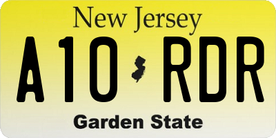 NJ license plate A10RDR