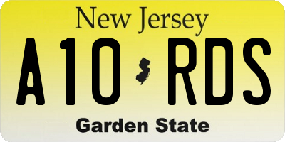 NJ license plate A10RDS