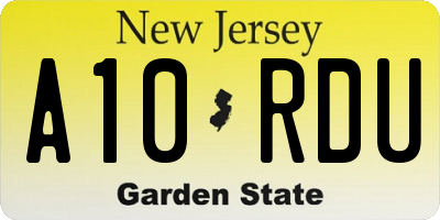 NJ license plate A10RDU