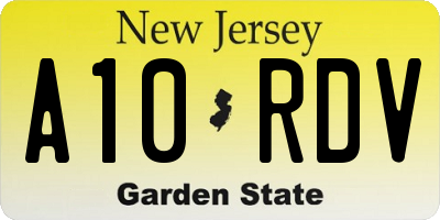 NJ license plate A10RDV