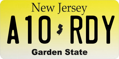 NJ license plate A10RDY