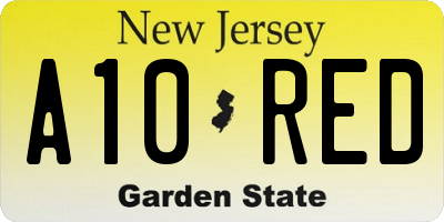 NJ license plate A10RED