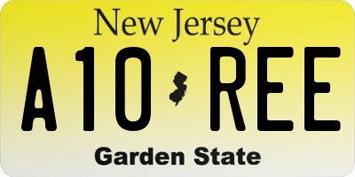 NJ license plate A10REE