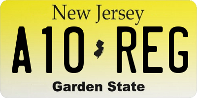 NJ license plate A10REG