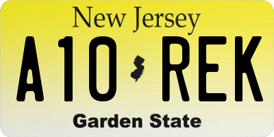 NJ license plate A10REK