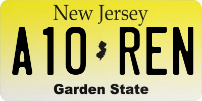 NJ license plate A10REN