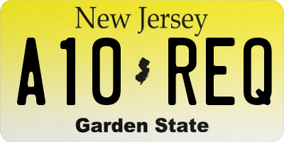 NJ license plate A10REQ
