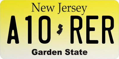 NJ license plate A10RER
