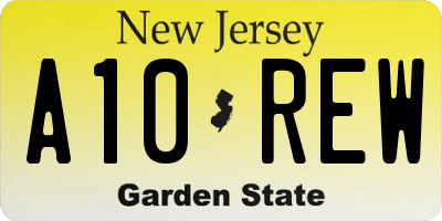 NJ license plate A10REW