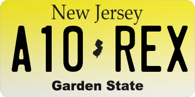 NJ license plate A10REX