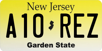 NJ license plate A10REZ