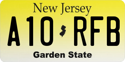 NJ license plate A10RFB