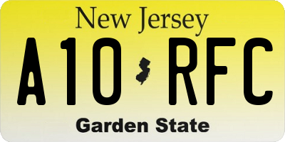 NJ license plate A10RFC