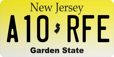 NJ license plate A10RFE