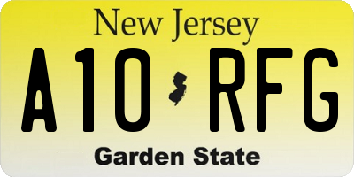 NJ license plate A10RFG