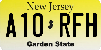 NJ license plate A10RFH