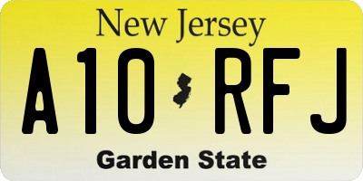 NJ license plate A10RFJ
