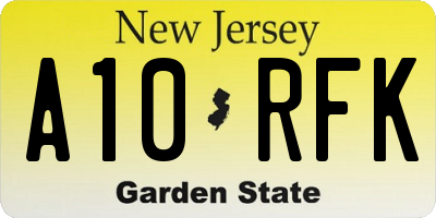 NJ license plate A10RFK