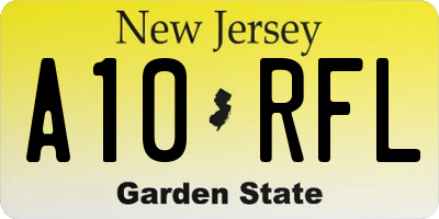 NJ license plate A10RFL