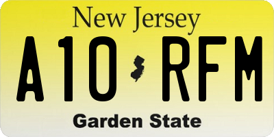 NJ license plate A10RFM