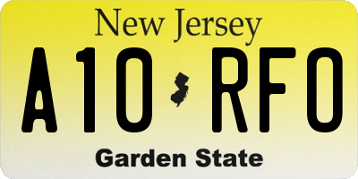 NJ license plate A10RFO