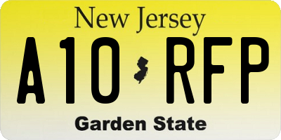 NJ license plate A10RFP