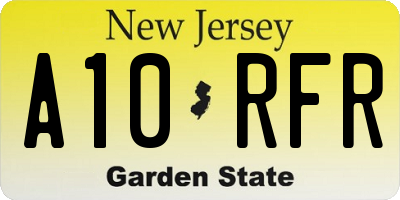 NJ license plate A10RFR