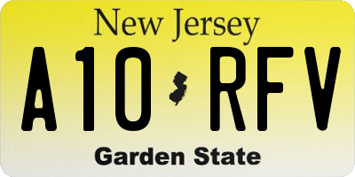 NJ license plate A10RFV