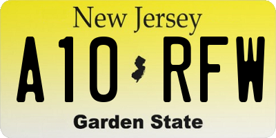 NJ license plate A10RFW