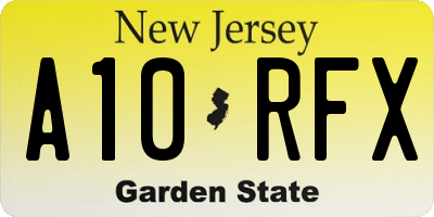 NJ license plate A10RFX